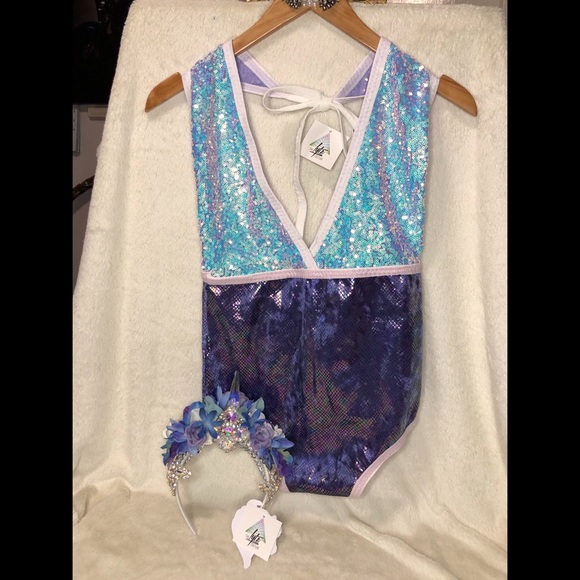 Circus Cirque Performance Dance Costume Leotard Bodysuit Purple Sparkles - Picture 4 of 7